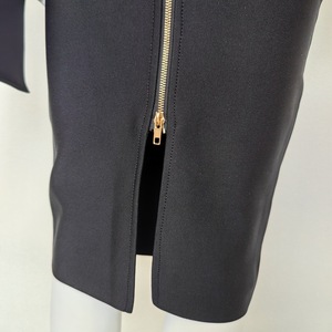 Abito da donna nero monospalla aderente con fiocco, lunghezza al ginocchio, casual, antistatico, in tessuto tinta unita, elegante, per feste diurne - Product Image 6