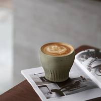 Mug à café en céramique vintage japonais fait à la main pour l'art du latte 350 ml Glaçure réactive mate Tasse à café sale pour barista Maison Bureau