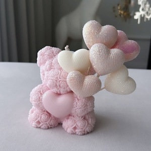 Qixi เทียนหอมกลิ่นกุหลาบหมีพร้อมของขวัญด้วยมือสำหรับวันวาเลนไทน์บรรยากาศที่สร้างสรรค์ตกแต่งบ้านรูปหมี - Product Image 1