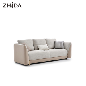 Juego de sofá de sala de estar Beige minimalista moderno Zhida sofá de color claro 1 + <span class=keywords><strong>2</strong></span> + 3 plazas, con almohadas decorativas - Product Image 4