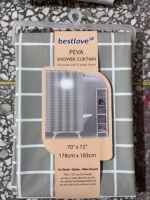 Rideau de douche imprimé en PEVA 178*183cm, imperméable et réutilisable, avec 12 crochets en acier inoxydable pour salle de bain