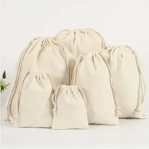 Bolsa de Joyería de Algodón Blanco Ecológica con Cordón, Impresión de Logotipo Personalizado, Venta al Por Mayor, Promoción de Fábrica, Lona con Letras - Product Image 1