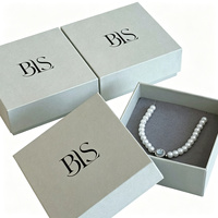 Boîte à bijoux rigide grise de luxe personnalisée en deux parties avec insert, boîte cadeau pour collier, bague, bracelet, petit MOQ, logo personnalisé