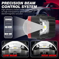 LANSEKO Nouveauté Phare antibrouillard LED de voiture 2 POUCES 40W 5500LM Laser Bi-Projecteur Ampoules de phare LED avec puces 3570