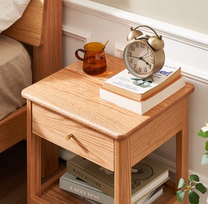 Comodino in Legno Massello di Quercia Nordica, Moderno e Minimalista, con 1 Cassetto, per Camera da Letto, Modello A5023 - Product Image 4