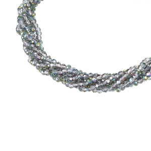 Collar de Cristal Gris Plateado de 18 Pulgadas con 4 Hileras de Cuentas de Vidrio Facetadas Trenzadas de 3 mm - Product Image 3