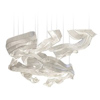 Lustre de luxe en acrylique pour décoration intérieure, luminaire suspendu élégant en forme de feuille pour hôtel, maison, villa, escalier