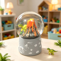 Globe à neige à thème dinosaure en résine polie avec impression numérique, scène de Noël, décoration pour boutique de cadeaux, vente en gros