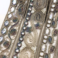 10yards or clair paillettes broderie Trmming Style National sangle dentelle mode rétro ceinture décoration