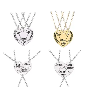 2404 Trendy Simple Heart Necklace Sisters Pendant Set BFF Letter Splicing Alloy Friendship Accessories Gift