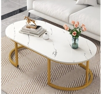 Table basse ovale moderne noir et blanc avec plateau en MDF et structure en métal, mobilier de salon de haute qualité