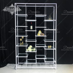 Su misura <span class=keywords><strong>bianco</strong></span> trasparente vetro superiore del <span class=keywords><strong>vino</strong></span> espositore in ferro vernice finitura elegante pannello per mobili per la casa eventi di nozze feste - Product Image 1