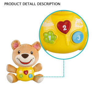 Joli jouet ours en peluche pour bébé, alimenté par batterie, lumière musicale - Product Image 4