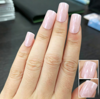 Lot de 12 faux ongles carrés à presser, faits main, pré-collés, avec gel pailleté, pour manucure de salon, en ABS, personnalisables OEM