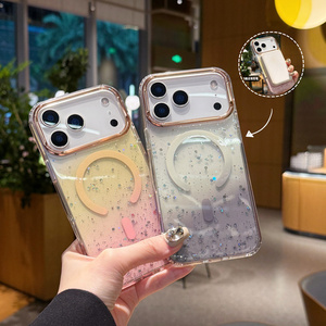 Crystal Gradient Glitter Magnetic Phone case for iPhone 17 16 15 14 Pro Max IMD Rainbow Ombre Transparent Seashell <b>back</b> Cover - Product Image 1
