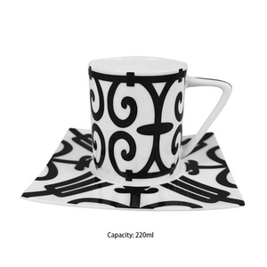 Tasse de café et soucoupe en céramique, 4 couleurs, nouveau style en fer, - Product Image 3