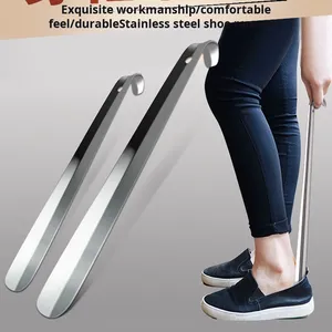 En gros, Chausse-pied long de 30 cm en acier inoxydable avec manche en cuir, accessoire pour la maison pour enfiler les chaussures - Product Image 6