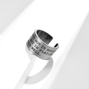 European American Trendy Retro Distressed Open <b>Titanium</b> Steel <b>Ring</b> With Inspirational English Letters Unisex Fashion Jewelry - Product Image 3