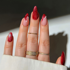 Ensemble de <span class=keywords><strong>faux</strong></span> ongles complets de luxe et tendance, style chapeau de Noël français, en ABS, 24 pièces pour les doigts - Product Image 5