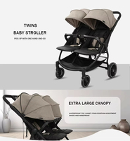 Poussette jumelle pliable et légère en alliage d'aluminium de luxe Kidilo LB100 avec double siège pour système de voyage pour jumeaux