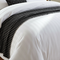 Ensemble de linge de lit d'hôtel Queen Size 3 cm à rayures 250TC, drap et taie d'oreiller 100% coton