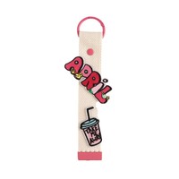 Patch en tissu polyester thermocollant pour porte-clés et pendentifs de sac, style INS, motif nom, couleur macaron coréenne, tissu brodé à ruban DIY