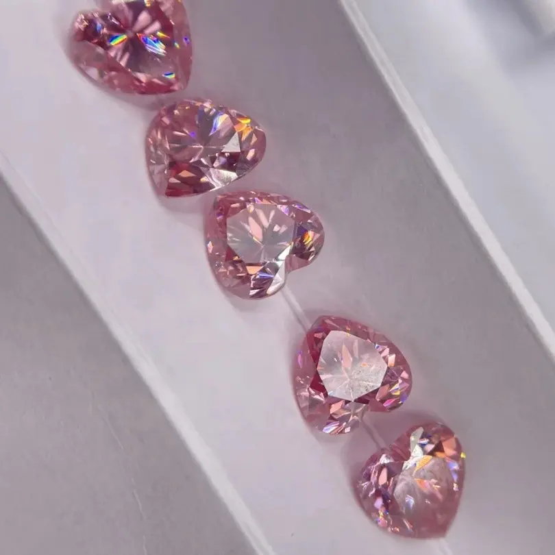 Sakura Pink farbiger Moissan ite GRA synthetischer Diamant 6,5mm 7mm 9mm Herz Moissan ite loser Edelstein