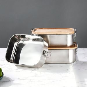 Outdoor Camping Hiking 304 Stainless Steel Japanese <b>Lunch</b> <b>Box</b> Bamboo Lid - Product Image 2