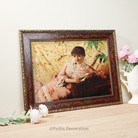 Peintures de paysages européens, fleurs, art mural vintage, cadre en bois, impression sur toile de luxe, décoration de mariage, décoration intérieure