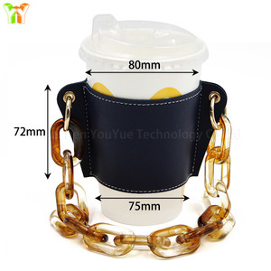 Funda de cuero creativa para taza de té con asa, soporte para taza de té de burbujas, funda para taza de café con asa de cadena DIY - Product Image 2