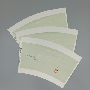 พัดกระดาษเคลือบ PE กันน้ำ พิมพ์ลายโลโก้ สำหรับแก้วกาแฟแบบใช้แล้วทิ้ง - Product Image 6