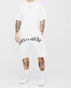 Conjunto Deportivo de Algodón para Hombre, Camiseta y Pantalones Cortos Blancos Extra Grandes, Traje Deportivo de Verano - Product Image 1