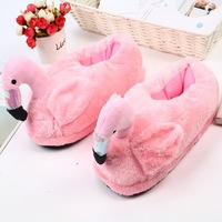Nouvelles pantoufles en peluche Flamingo épaissie hiver chaud antidérapant tout compris confortable supérieur avec semelle intérieure en daim mousse pour les couples