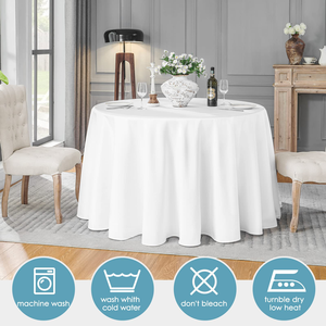 Custom Wholesale White Anti-Stain Premium 120 Inch <b>Round</b> Polyester <b>Tablecloth</b> for Restaurant Wedding Banquet - Product Image 5