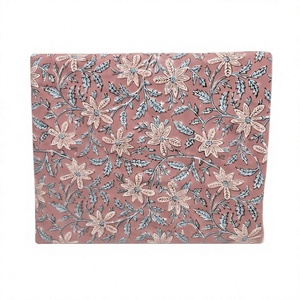 Premium Mauve Pink Hand Block Printed Cotton Fabric with Intricate Floral Vines for Kurtis and DressesElevate your ethnic - Product Image 1