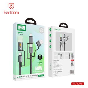 สายดาต้าอเนกประสงค์ Earldom 6-in-1 เหมาะสำหรับ iPhone Samsung พร้อมไฟ LED แสดงสถานะการเชื่อมต่อ ถ่ายโอนข้อมูลเร็ว สายถักไนลอน ยาว 1.2 เมตร - Product Image 6