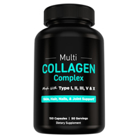 Capsules de complexe multi-collagène de types I, II, III, V, X, complément multi-collagène pour soutenir la santé de la peau, des cheveux, des ongles et des articulations, 150 capsules