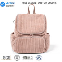 Sac à dos pour enfants en velours côtelé, capacité de 13 L, grande ouverture à fermeture éclair supérieure, poche intérieure isolée, sac à dos pour enfants, sangle d'épaule réglable