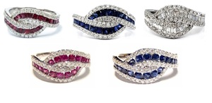 Bijoux de fiançailles élégants, or blanc 18k, haute qualité, Baguette conique diamant, bijoux fins, demi-voie, bagues de bande pour dame - Product Image 4