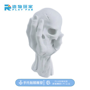 Skull Figurine Hand Holding Head Silicone Sculpture <b>Halloween</b> Decor Table <b>Ornament</b> - Product Image 4