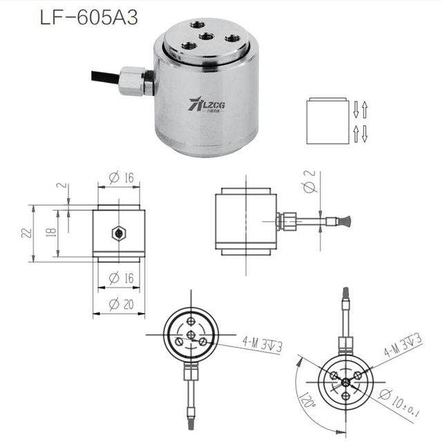 LF-605A3 Industrial High-Precision Force Sensor Load Cell 0~100kg Compression Capacity Analog Signal Output Column Force Sensor