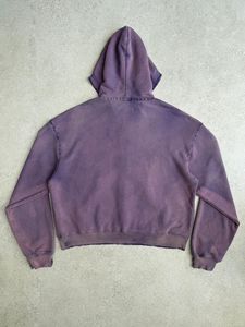 <span class=keywords><strong>Felpa</strong></span> con Cappuccio da Uomo <span class=keywords><strong>Viola</strong></span> Retrò con Zip e Bordi Grezzi, Stile <span class=keywords><strong>Oversize</strong></span> Streetwear - Product Image 3