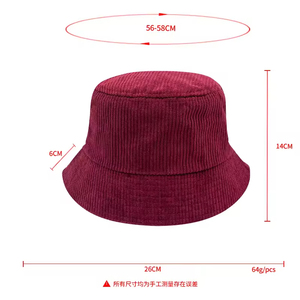 Wholesale Women's Corduroy Fisherman Hat <b>Large</b> Brim Sunshade Embroidery Logo Small Batch Foldable Breathable Warm - Product Image 3