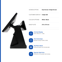 Terminal de point de vente à écran unique Windows avec écran client, caisse enregistreuse pour magasin de détail et petite entreprise, comptoir de caisse