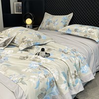 Vente directe usine – Ensemble de literie quatre pièces classique personnalisable à motifs floraux d'été, couvertures fines en fibres rafraîchissantes pour la maison et l'hôtel