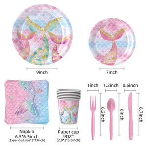 Vajilla Desechable para Fiesta <span class=keywords><strong>de</strong></span> Sirena, <span class=keywords><strong>Plato</strong></span> y Vaso <span class=keywords><strong>de</strong></span> Papel, Juego <span class=keywords><strong>de</strong></span> Vajilla <span class=keywords><strong>de</strong></span> 10 Piezas, Decoración para Fiesta <span class=keywords><strong>de</strong></span> Cumpleaños <span class=keywords><strong>de</strong></span> Niñas y Baby Shower - Product Image 3