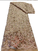 Tissus en dentelle à sequins et perles de haute qualité, écologiques, HFX Nigeria, pour robes de mariée nigérianes, robes de fête, 3702
