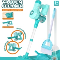 Ensemble de jeu d'imitation aspirateur en plastique à piles avec effets sonores, balai et serpillière pour le nettoyage simulé