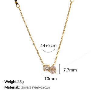 Colorful Zircon <b>Opal</b> Pendant <b>Necklace</b>, Anti-Tarnish Stainless Steel Dainty Rhinestone Clavicle Chain For Women - Product Image 4
