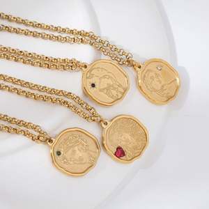 廉价批发高端不锈钢希腊女神氧化锆吊坠项链18k镀金饰品 - Product Image 2